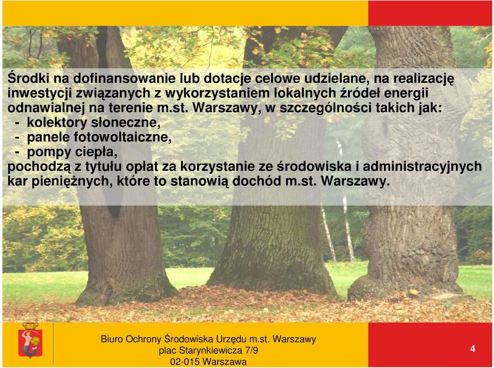 niem lokalnych źródeł energii odnawialnej na terenie m.st.