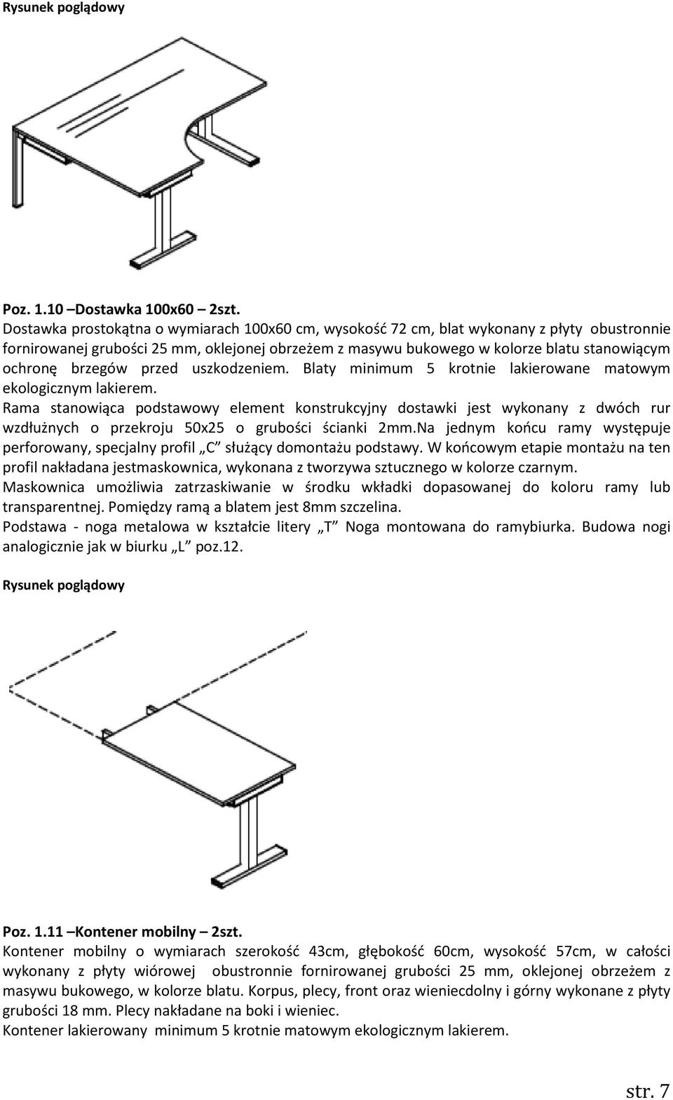 brzegów przed uszkodzeniem. Blaty minimum 5 krotnie lakierowane matowym ekologicznym lakierem.