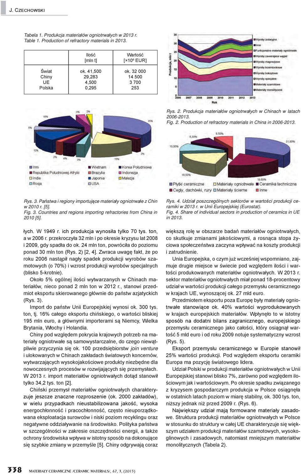 Rys. 3. Państwa i regiony importujące materiały ogniotrwałe z Chin w 2010 r. [5]. Fig. 3. Countries and regions importing refractories from China in 2010 [5]. łych. W 1949 r.