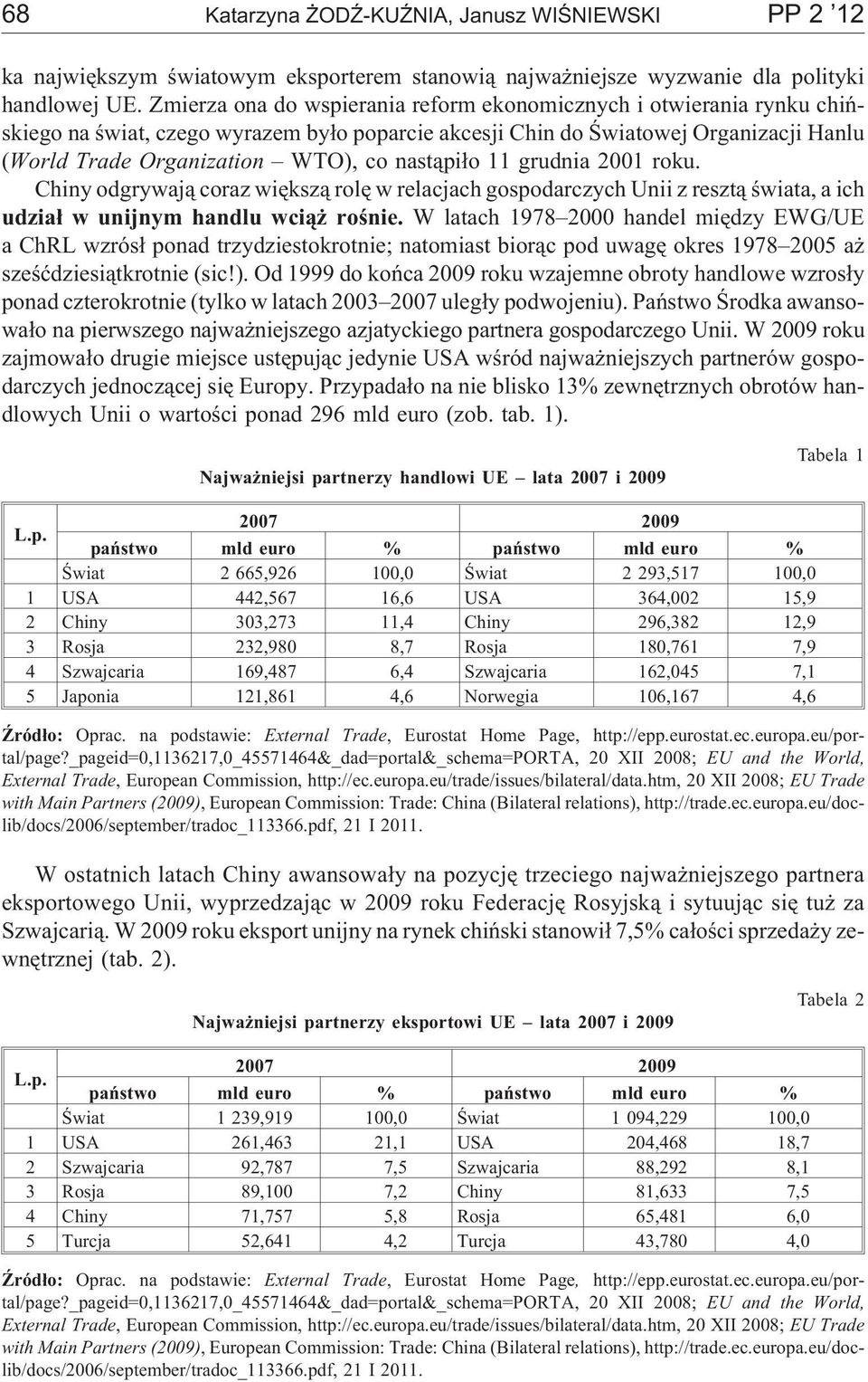 nast¹pi³o 11 grudnia 2001 roku. Chiny odgrywaj¹ coraz wiêksz¹ rolê w relacjach gospodarczych Unii z reszt¹ œwiata, a ich udzia³ w unijnym handlu wci¹ roœnie.