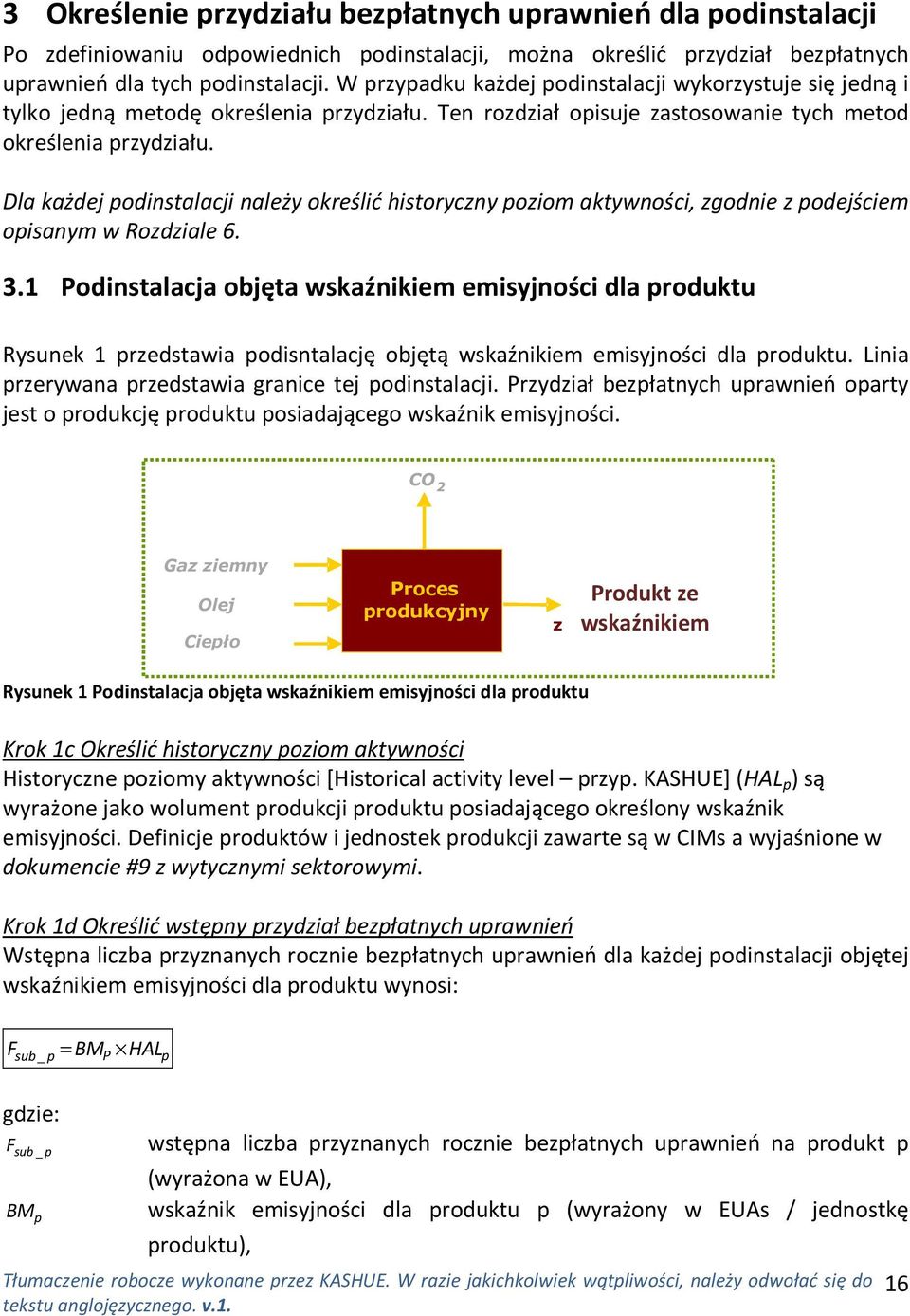 Dla każdej podinstalacji należy określić historyczny poziom aktywności, zgodnie z podejściem opisanym w Rozdziale 6. 3.