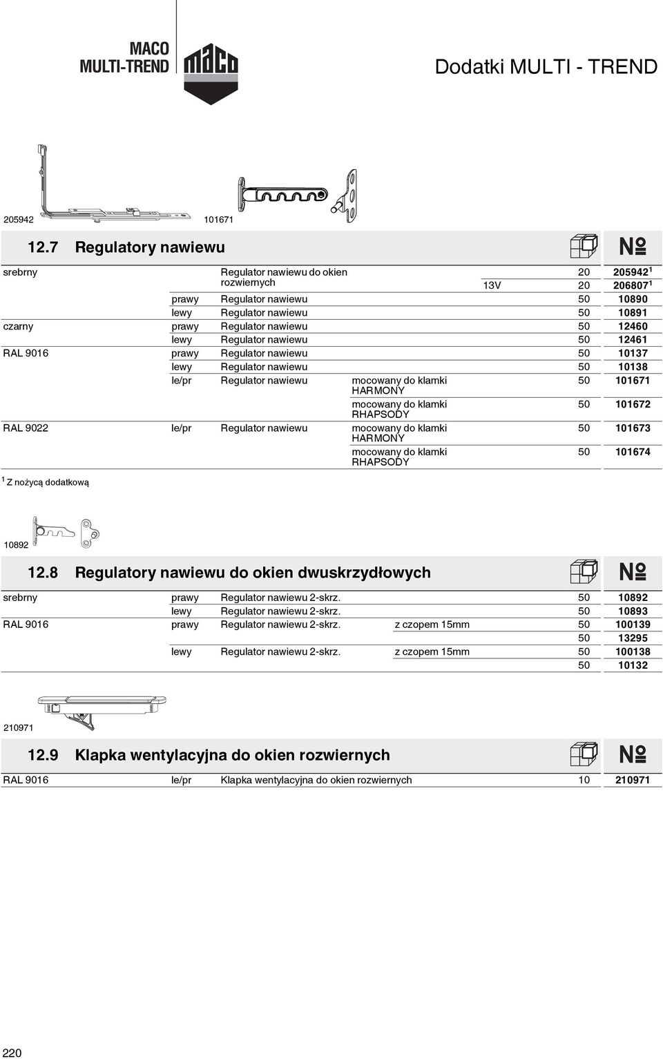 2460 lewy Regulator nawiewu 50 246 RAL 906 prawy Regulator nawiewu 50 037 lewy Regulator nawiewu 50 038 le/pr Regulator nawiewu mocowany do klamki 50 067 HARMONY mocowany do klamki 50 0672 RHAPSODY