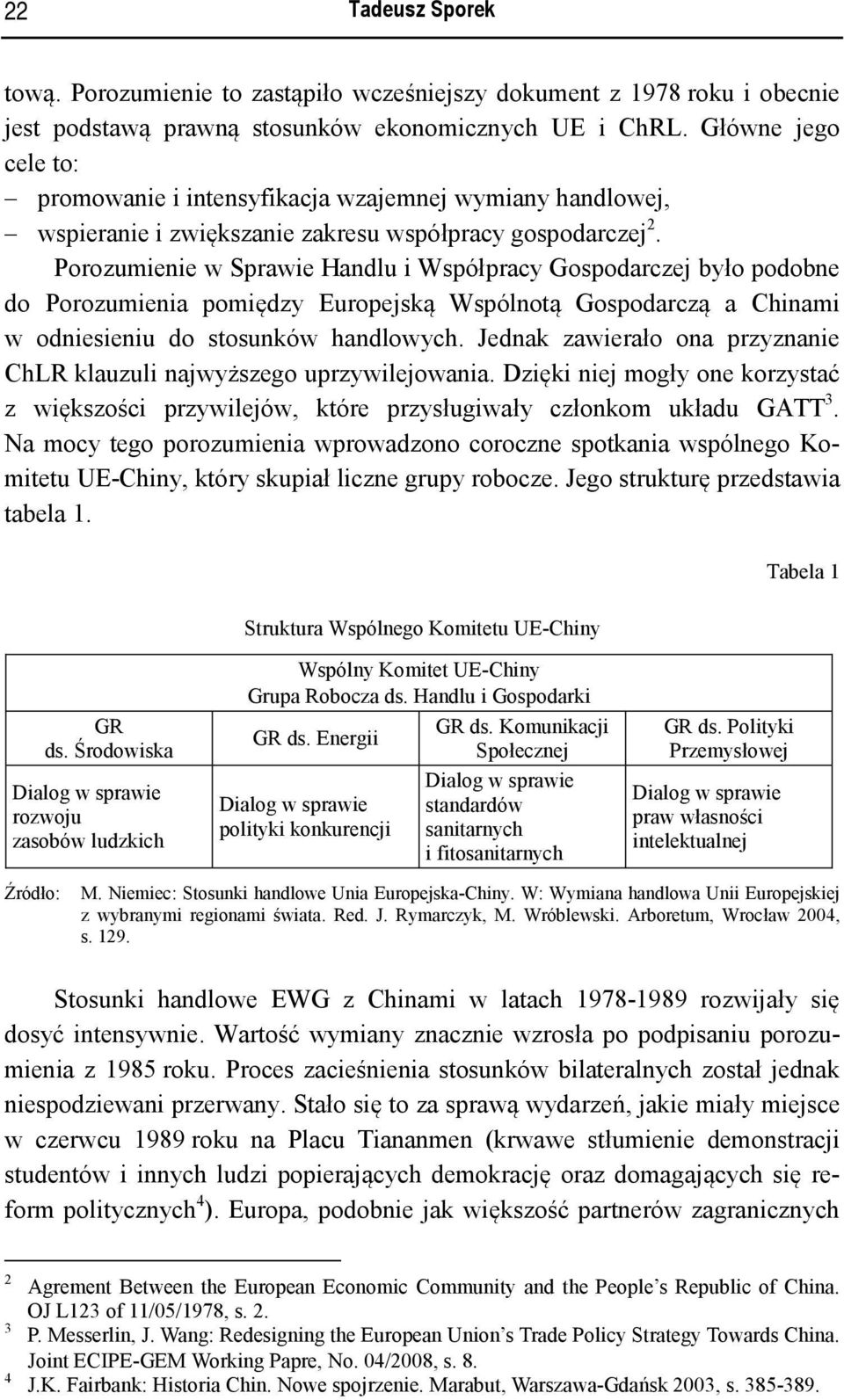 Porozumienie w Sprawie Handlu i Współpracy Gospodarczej było podobne do Porozumienia pomiędzy Europejską Wspólnotą Gospodarczą a Chinami w odniesieniu do stosunków handlowych.