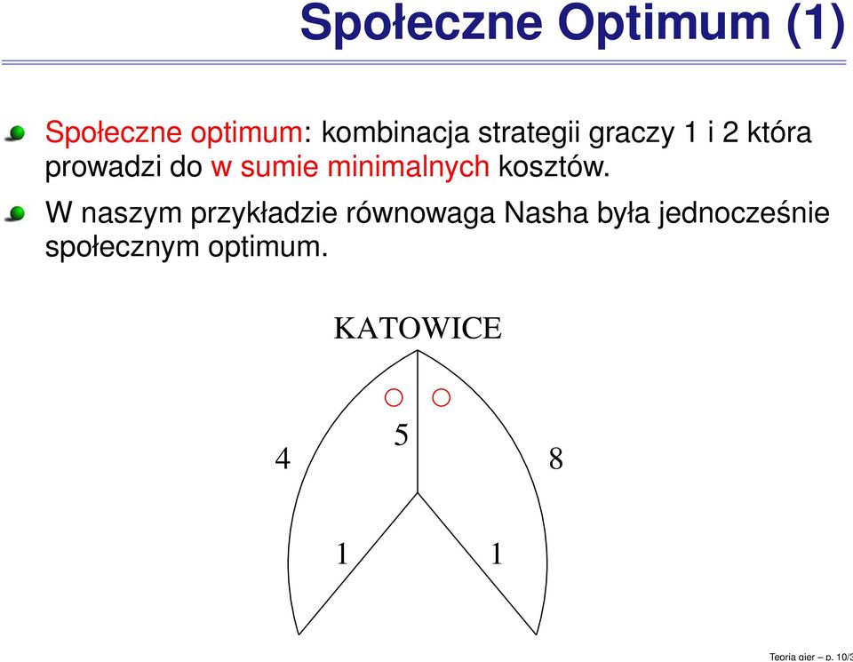 strategii graczy 1 i 2 która prowadzi do w sumie