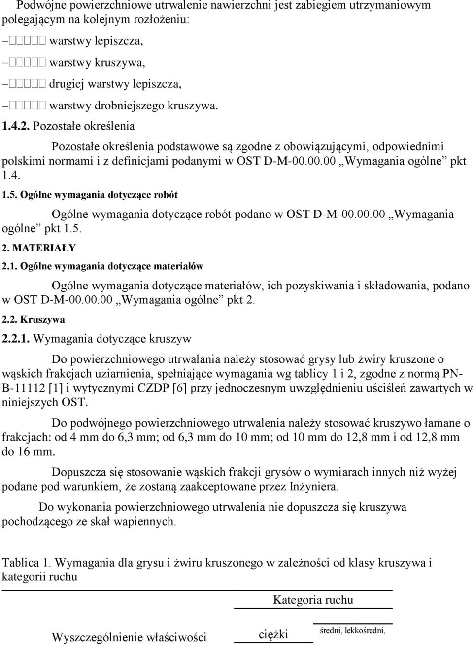 Ogólne wymagania dotyczące robót Ogólne wymagania dotyczące robót podano w OST D-M-00.00.00 Wymagania ogólne pkt 1.