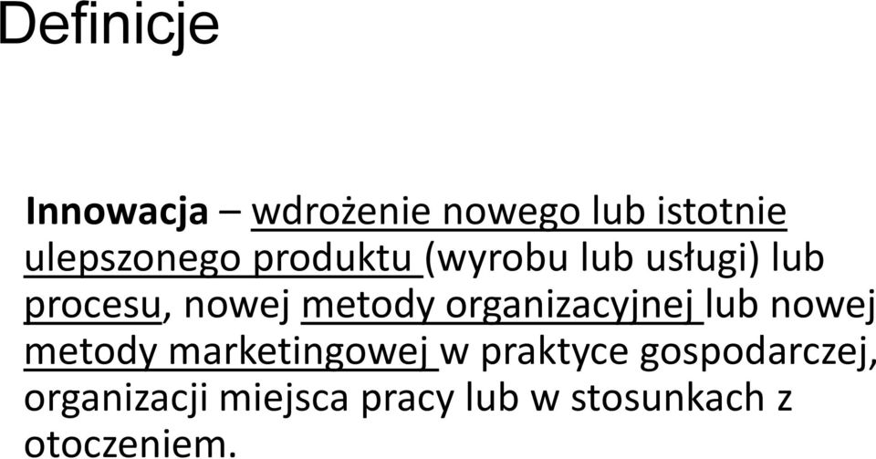 metody organizacyjnej lub nowej metody marketingowej w