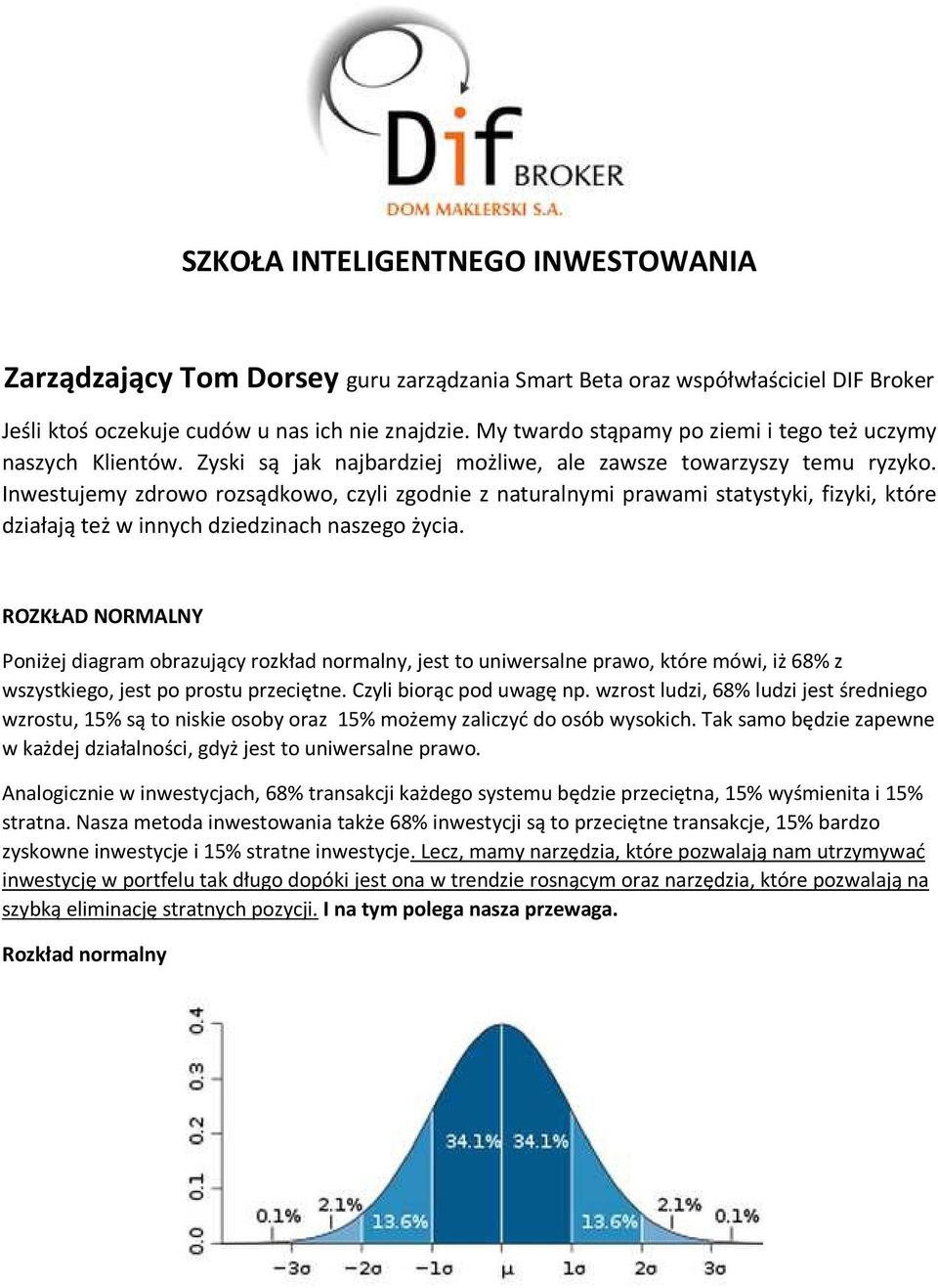 Inwestujemy zdrowo rozsądkowo, czyli zgodnie z naturalnymi prawami statystyki, fizyki, które działają też w innych dziedzinach naszego życia.