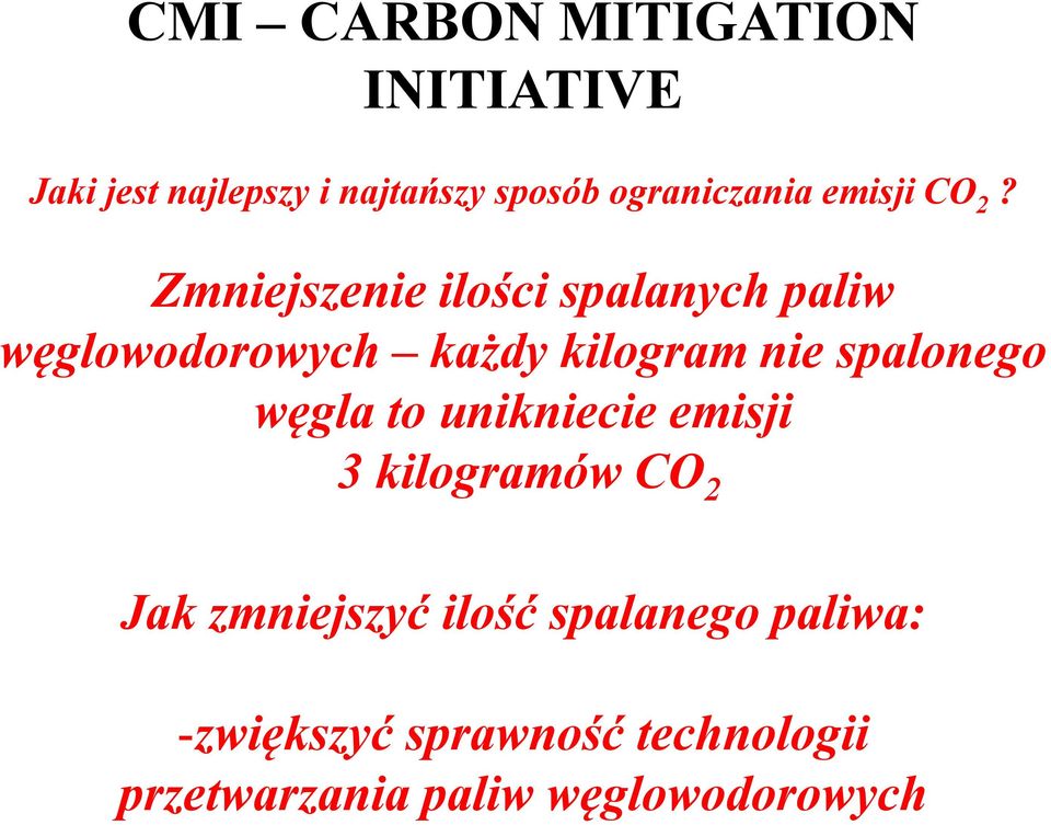 Zmniejszenie ilości spalanych paliw węglowodorowych każdy kilogram nie spalonego