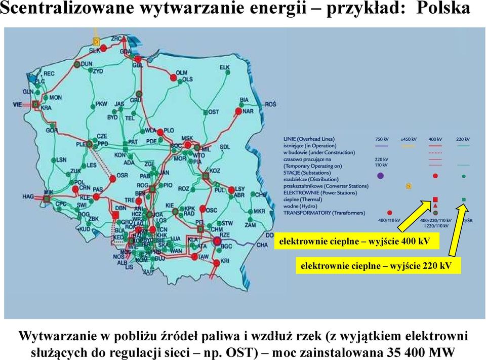 Wytwarzanie w pobliżu źródeł paliwa i wzdłuż rzek (z wyjątkiem