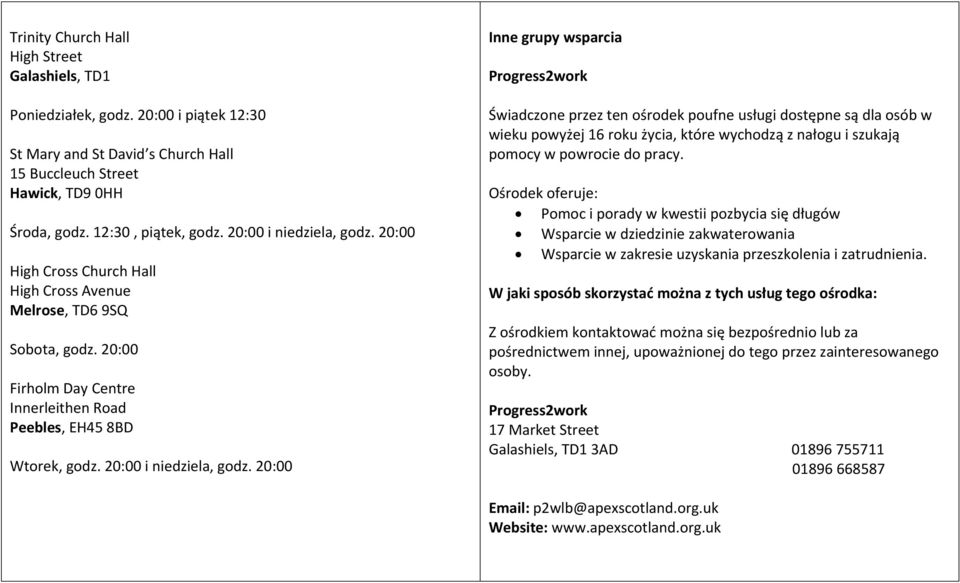 20:00 i niedziela, godz.
