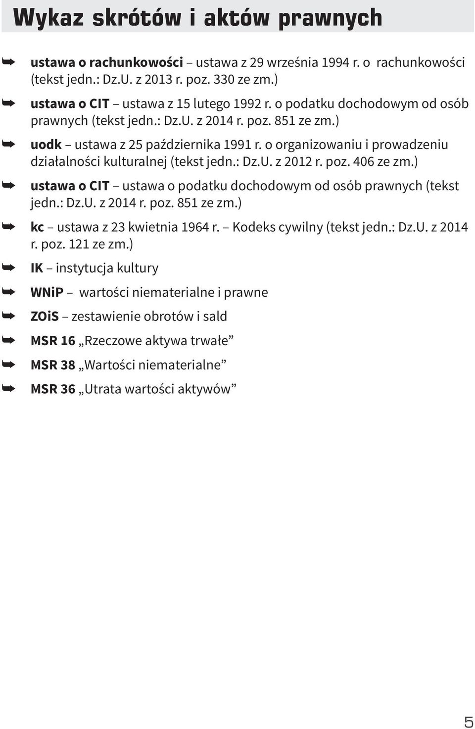 poz. 406 ze zm.) ustawa o CIT ustawa o podatku dochodowym od osób prawnych (tekst jedn.: Dz.U. z 2014 r. poz. 851 ze zm.) kc ustawa z 23 kwietnia 1964 r. Kodeks cywilny (tekst jedn.: Dz.U. z 2014 r. poz. 121 ze zm.