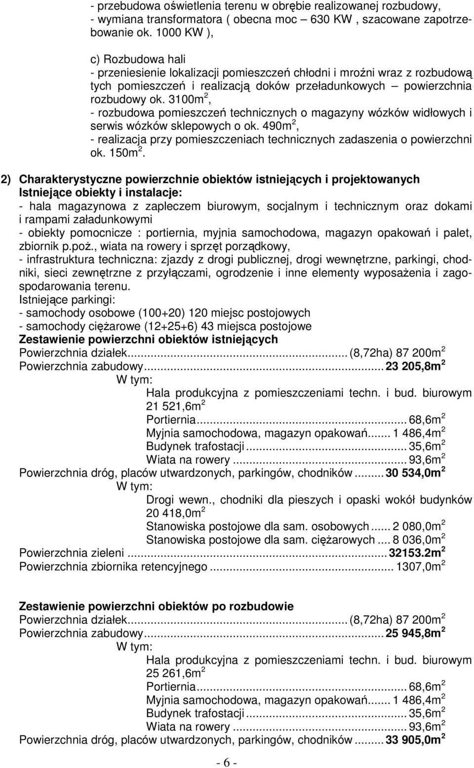 3100m 2, - rozbudowa pomieszczeń technicznych o magazyny wózków widłowych i serwis wózków sklepowych o ok. 490m 2, - realizacja przy pomieszczeniach technicznych zadaszenia o powierzchni ok. 150m 2.