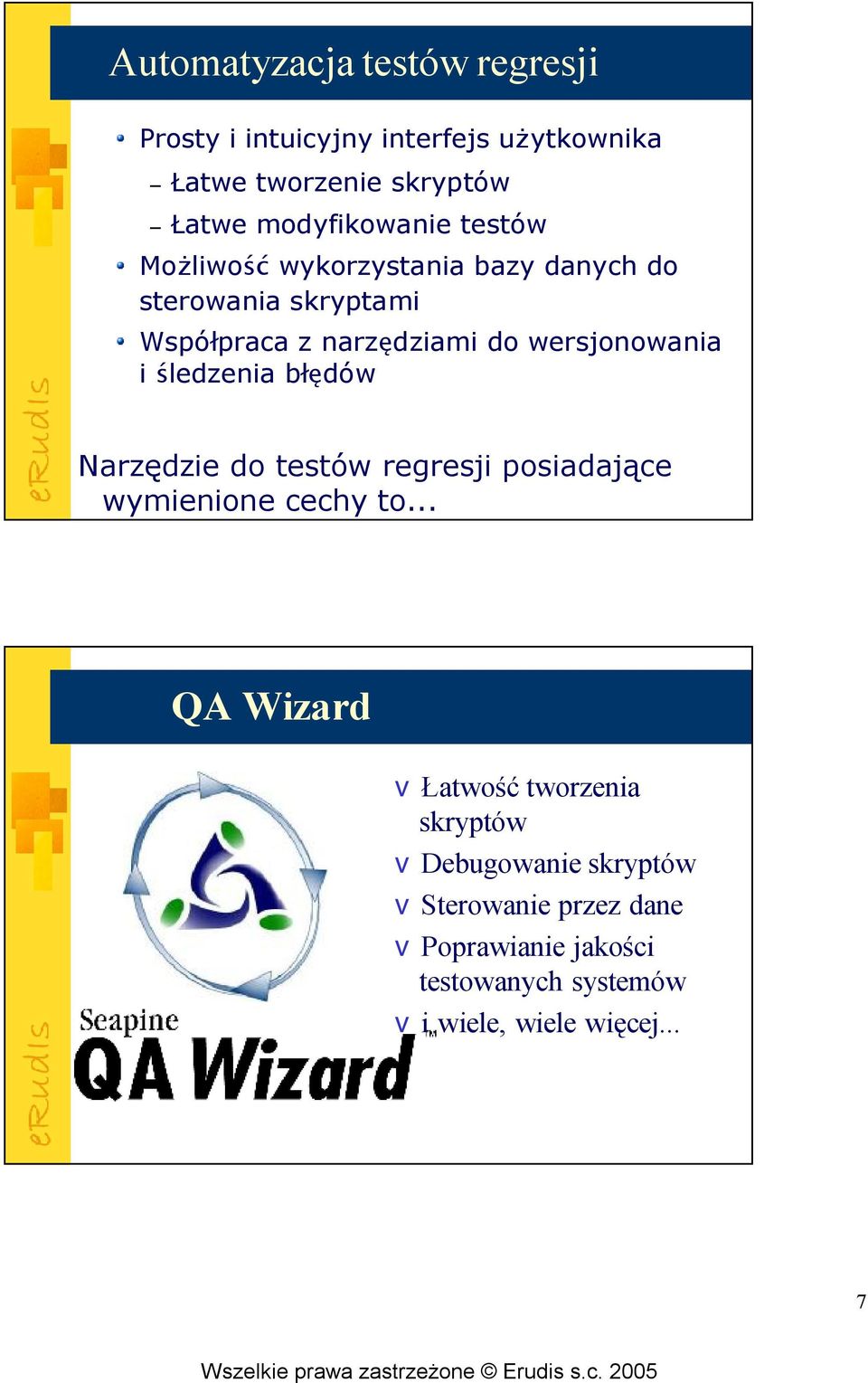 wersjnwania i śledzenia błędów Narzędzie d testów regresji psiadające wymienine cechy t.