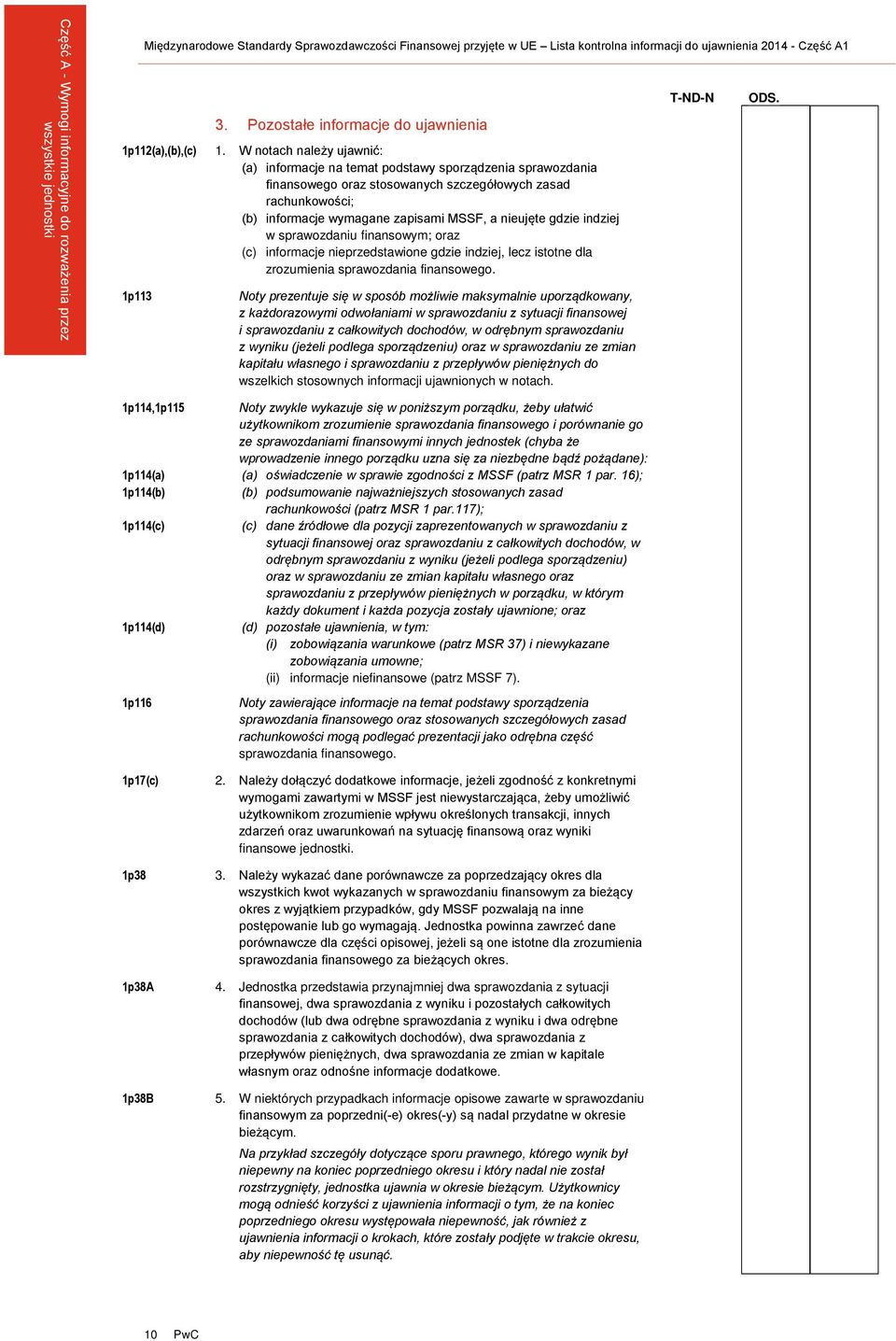 informacje wymagane zapisami MSSF, a nieujęte gdzie indziej w sprawozdaniu finansowym; oraz (c) informacje nieprzedstawione gdzie indziej, lecz istotne dla zrozumienia sprawozdania finansowego.
