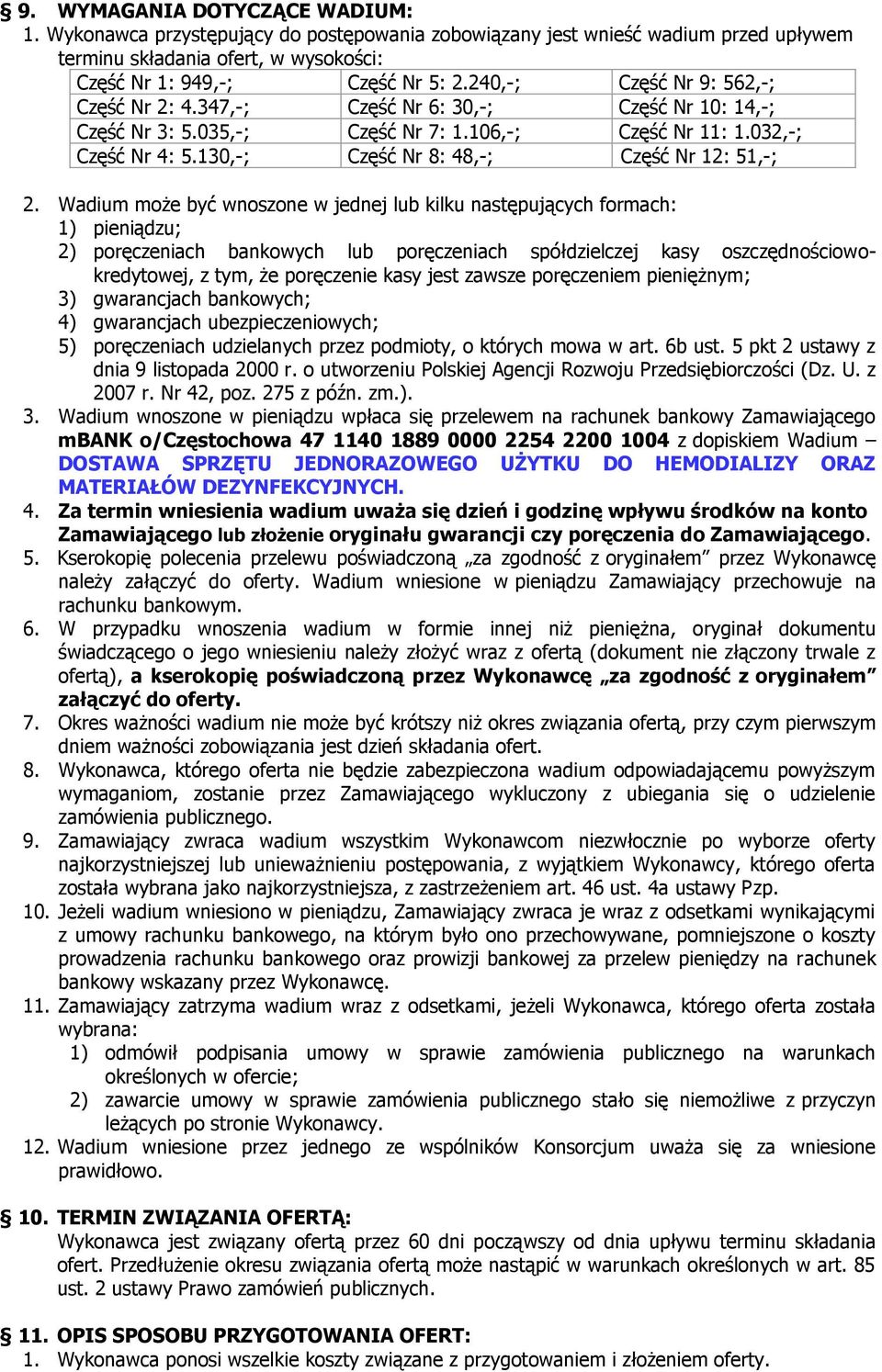 130,-; Część Nr 8: 48,-; Część Nr 12: 51,-; 2.