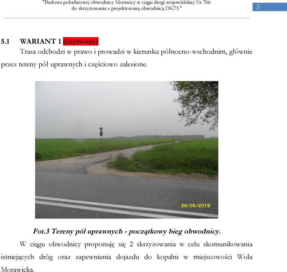 3 Tereny pól uprawnych - początkowy bieg obwodnicy.