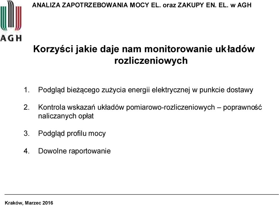 2. Kontrola wskazań układów pomiarowo-rozliczeniowych poprawność