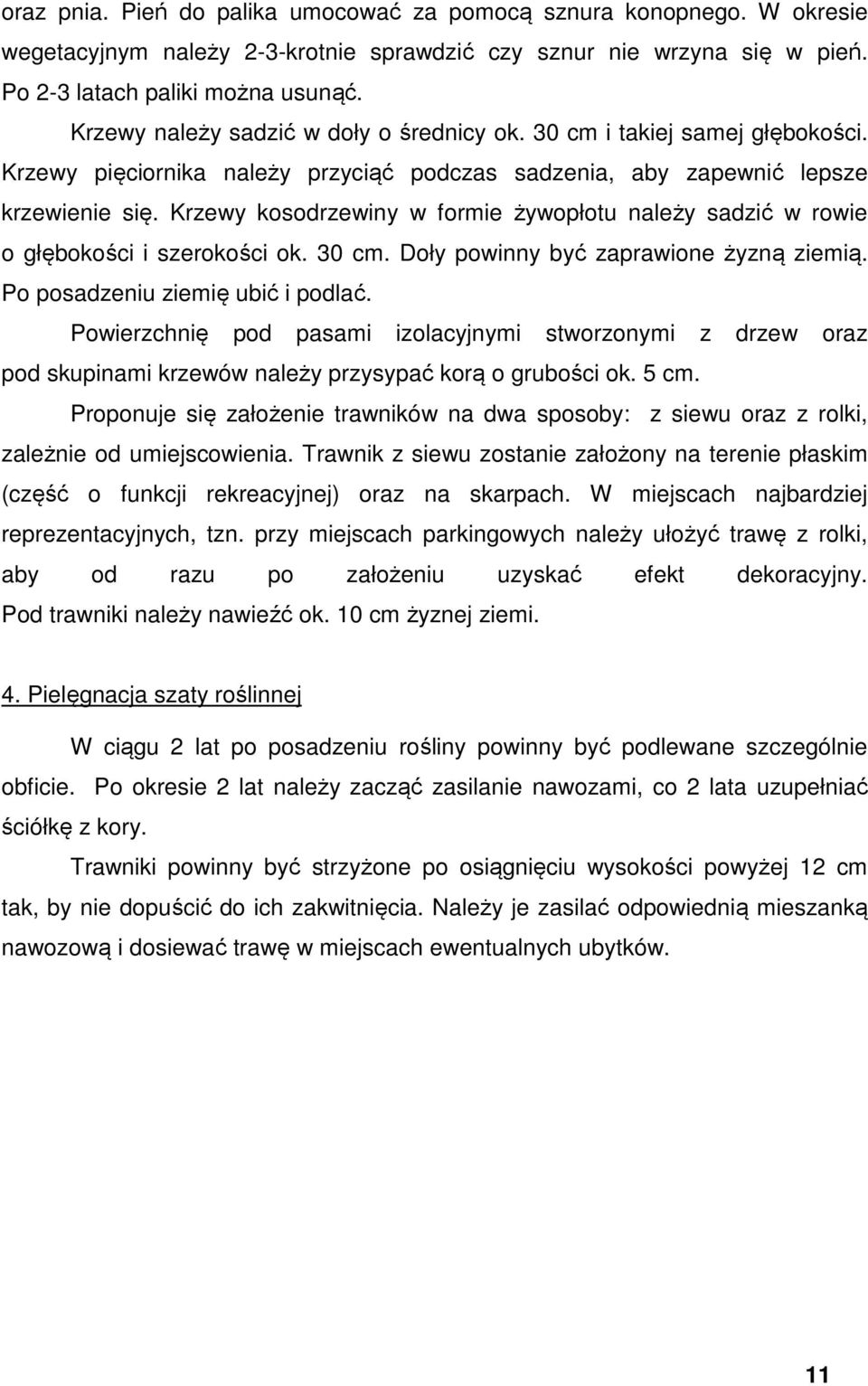 Krzewy kosodrzewiny w formie żywopłotu należy sadzić w rowie o głębokości i szerokości ok. 30 cm. Doły powinny być zaprawione żyzną ziemią. Po posadzeniu ziemię ubić i podlać.