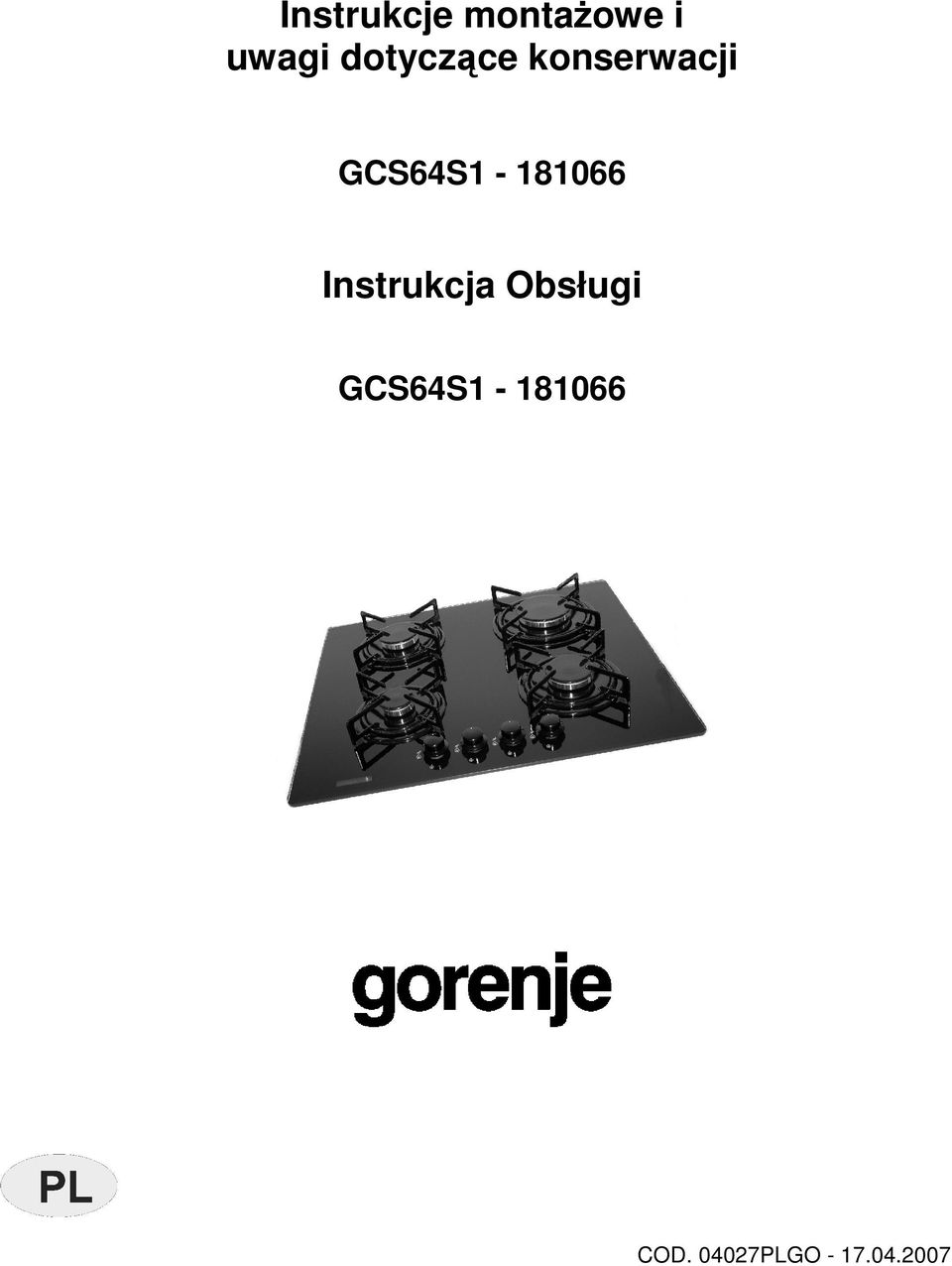 GCS64S1-181066 Instrukcja