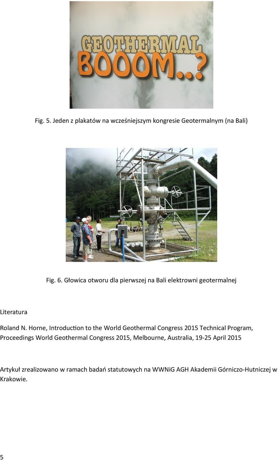 Horne, Introducton to the World Geothermal Congress 2015 Technical Program, Proceedings World Geothermal
