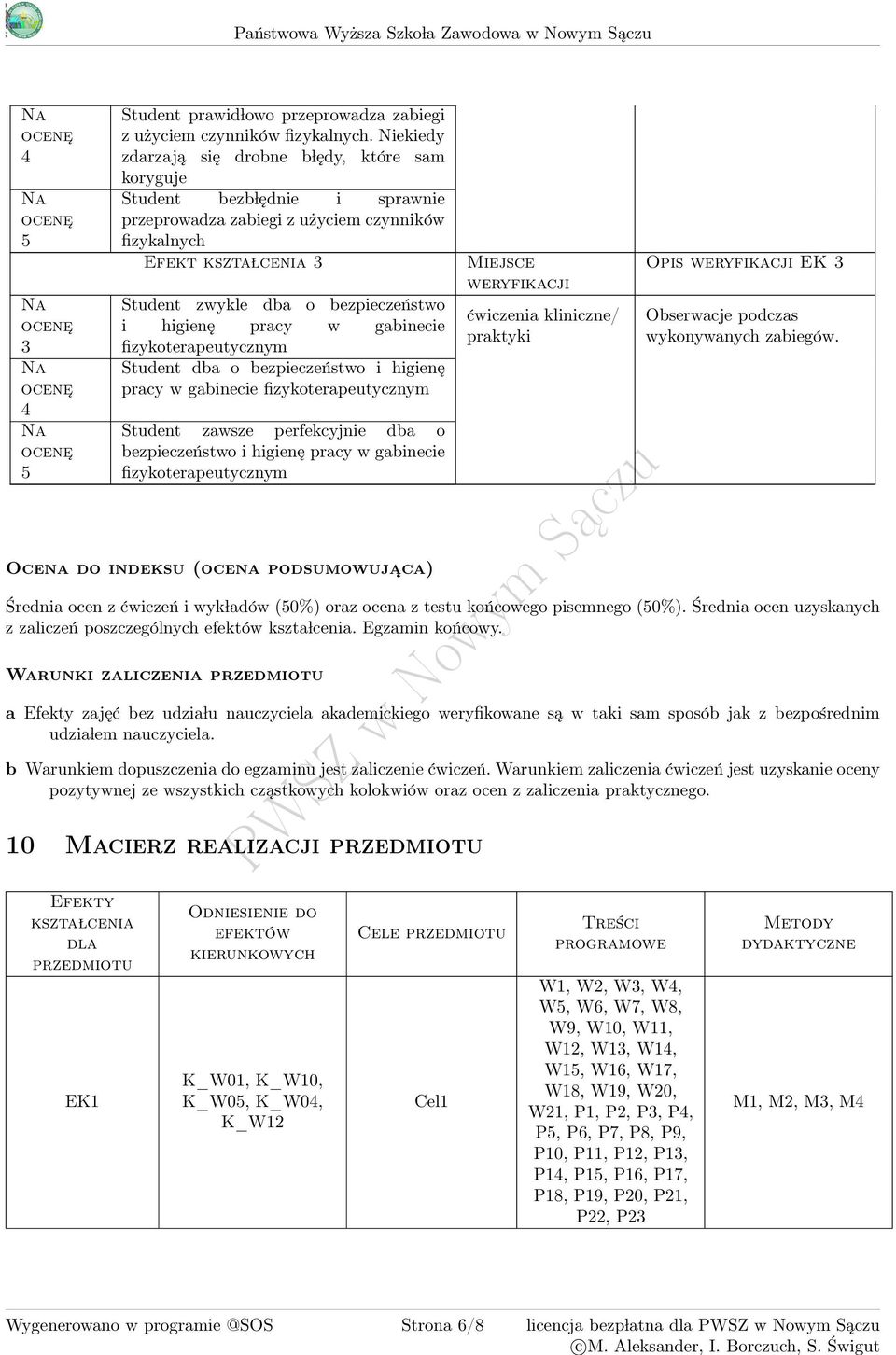 higienę pracy w gabinecie fizykoterapeutycznym Student dba o bezpieczeństwo i higienę pracy w gabinecie fizykoterapeutycznym Student zawsze perfekcyjnie dba o bezpieczeństwo i higienę pracy w