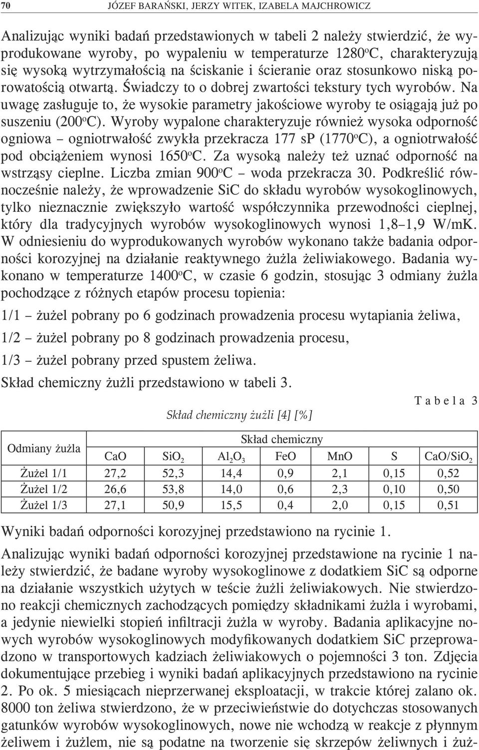 Na uwagę zasługuje to, że wysokie parametry jakościowe wyroby te osiągają już po suszeniu (200 o C).