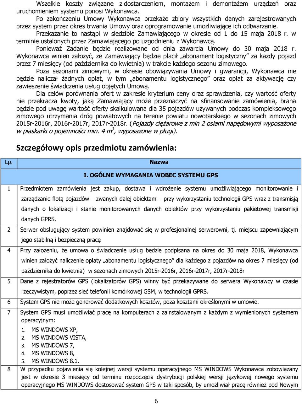 Przekazanie to nastąpi w siedzibie Zamawiającego w okresie od 1 do 15 maja 2018 r. w terminie ustalonych przez Zamawiającego po uzgodnieniu z Wykonawcą.