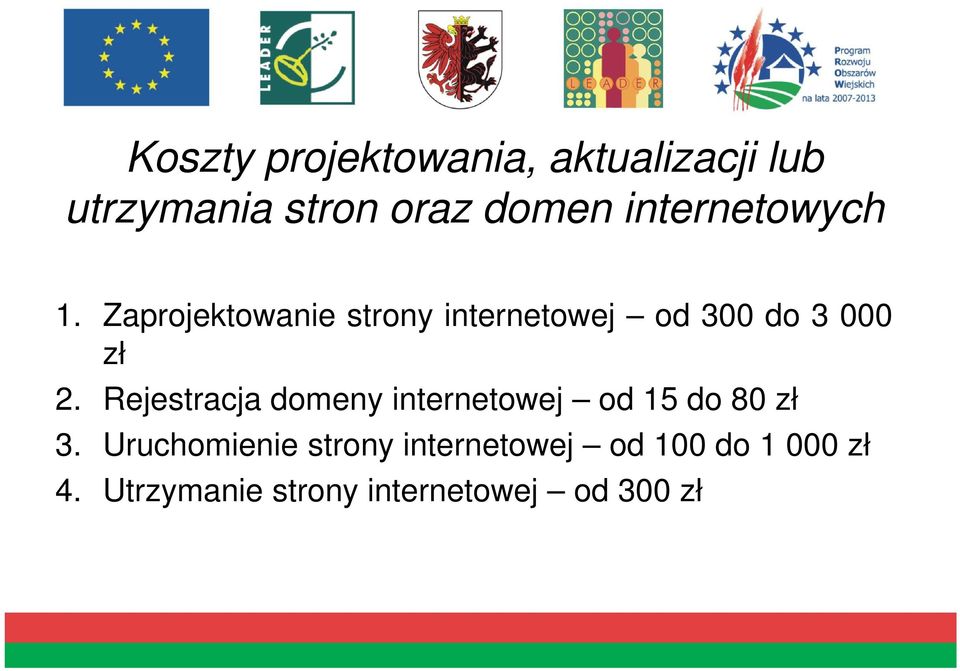 Zaprojektowanie strony internetowej od 300 do 3 000 zł 2.