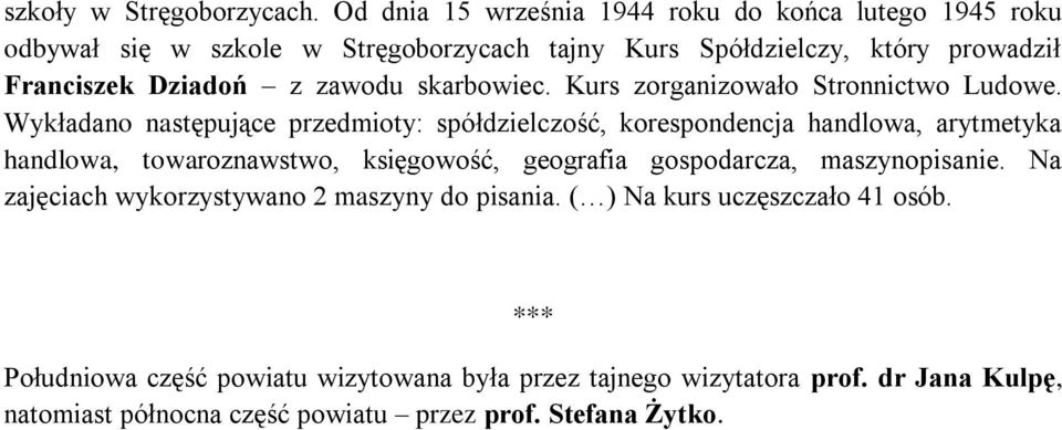 zaodu skarboiec. Kurs zorganizoało Stronnicto Lue.