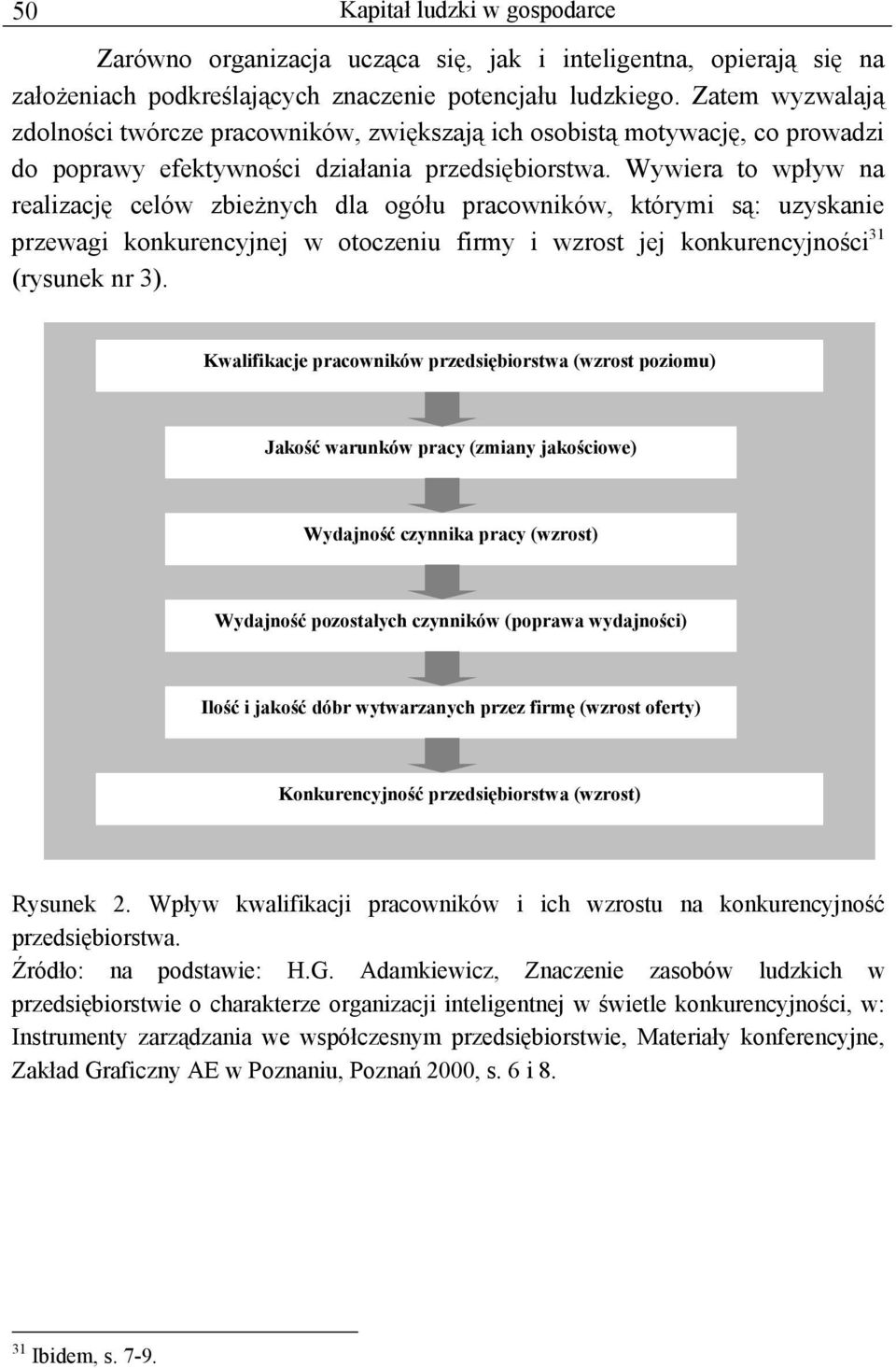 Wywiera to wpływ na realizację celów zbieżnych dla ogółu pracowników, którymi są: uzyskanie przewagi konkurencyjnej w otoczeniu firmy i wzrost jej konkurencyjności 31 (rysunek nr 3).