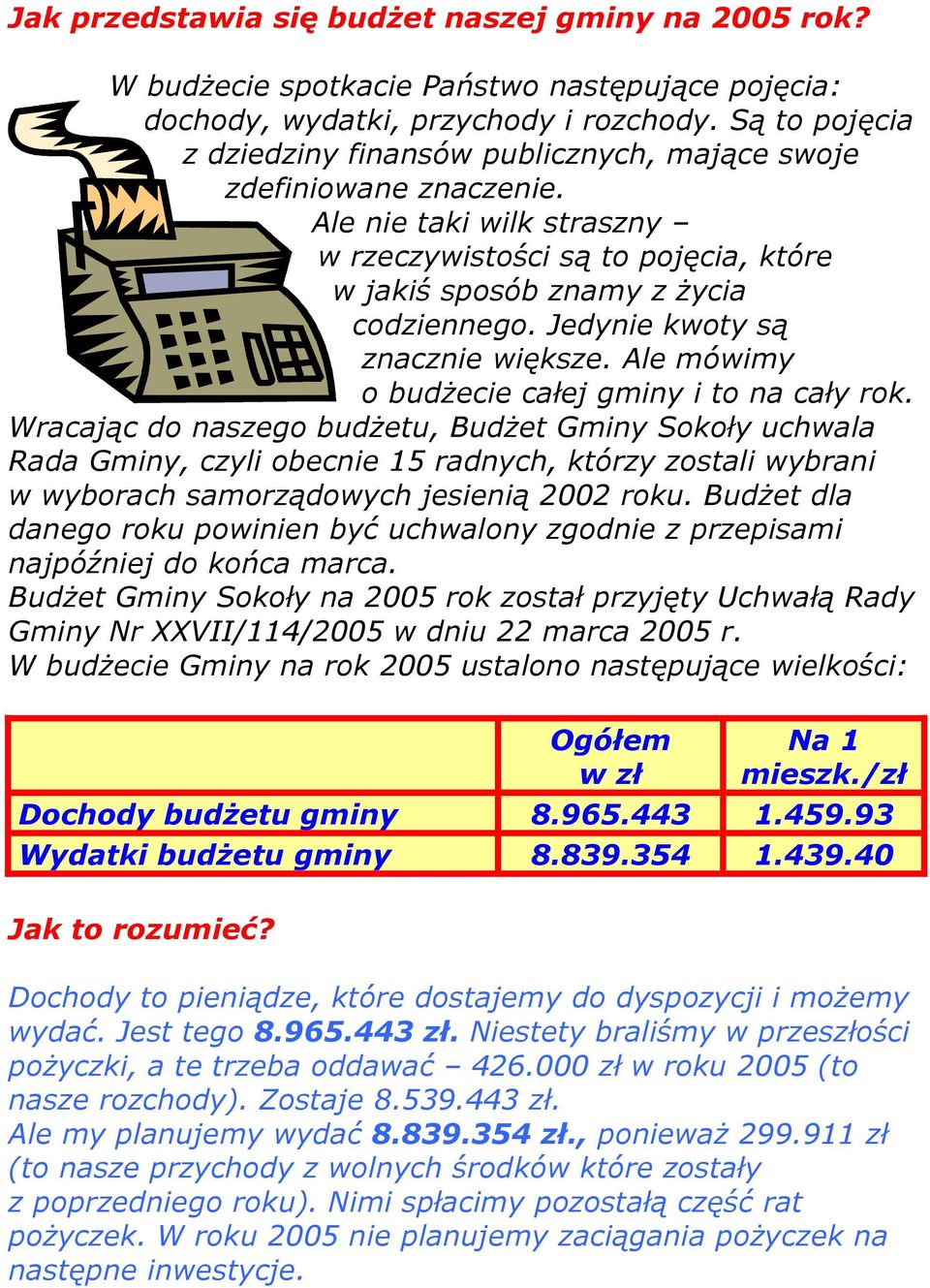 Jedynie kwoty są znacznie większe. Ale mówimy o budżecie całej gminy i to na cały rok.