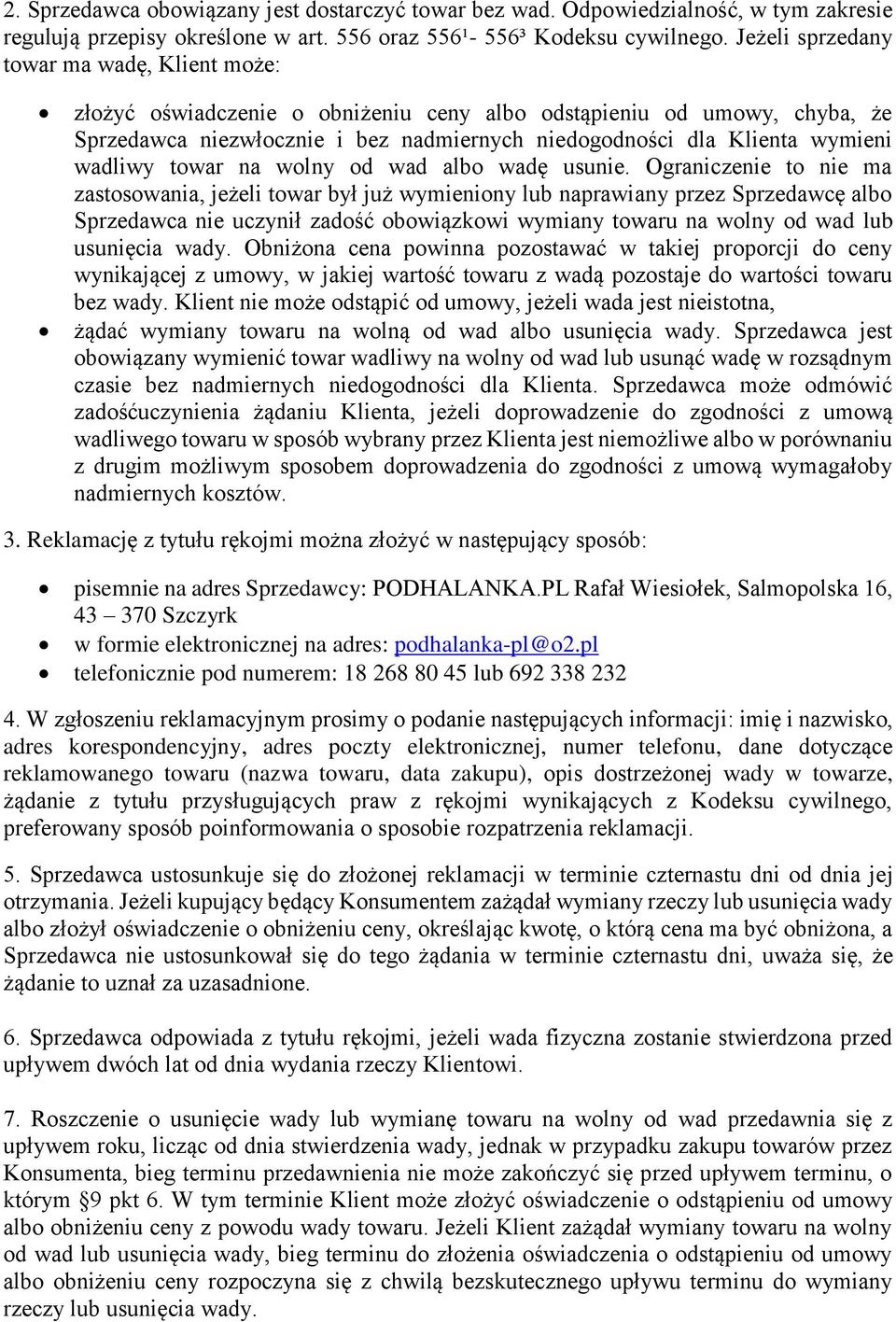 wadliwy towar na wolny od wad albo wadę usunie.