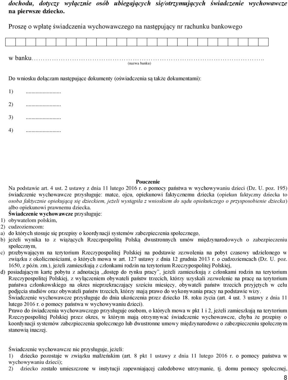 o pomocy państwa w wychowywaniu dzieci (Dz. U. poz.