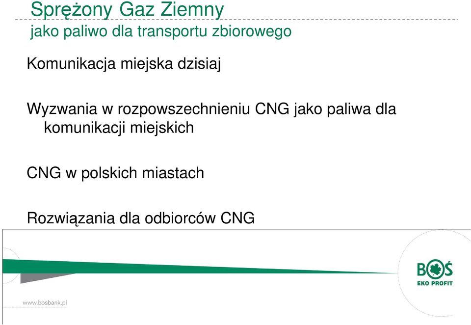 rozpowszechnieniu CNG jako paliwa dla komunikacji