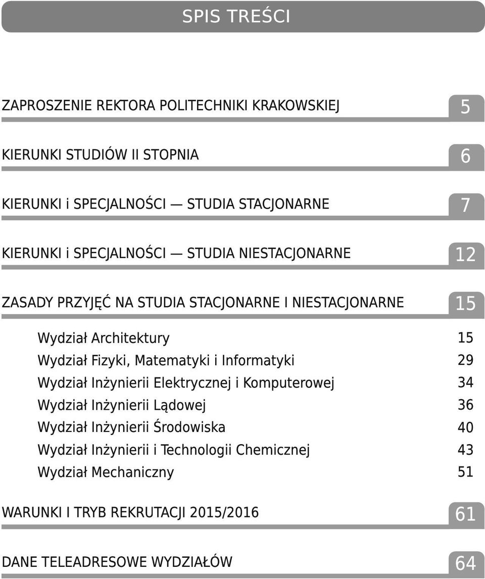 Matematyki i Informatyki Wydział Inżynierii Elektrycznej i Komputerowej Wydział Inżynierii Lądowej Wydział Inżynierii Środowiska Wydział