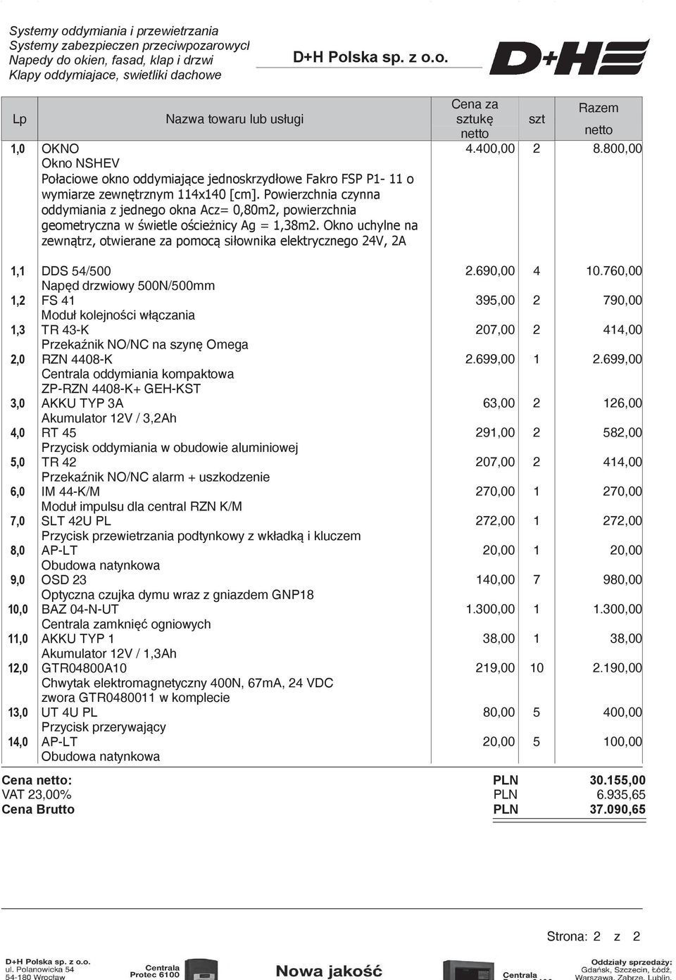 760,00 Napd drzwiowy 500N/500mm FS 41 395,00 2 790,00 oduł kolejnoci włczania TR 43-K 207,00 2 414,00 Przekanik NO/NC na szyn Omega RZN 4408-K 2.699,00 1 2.
