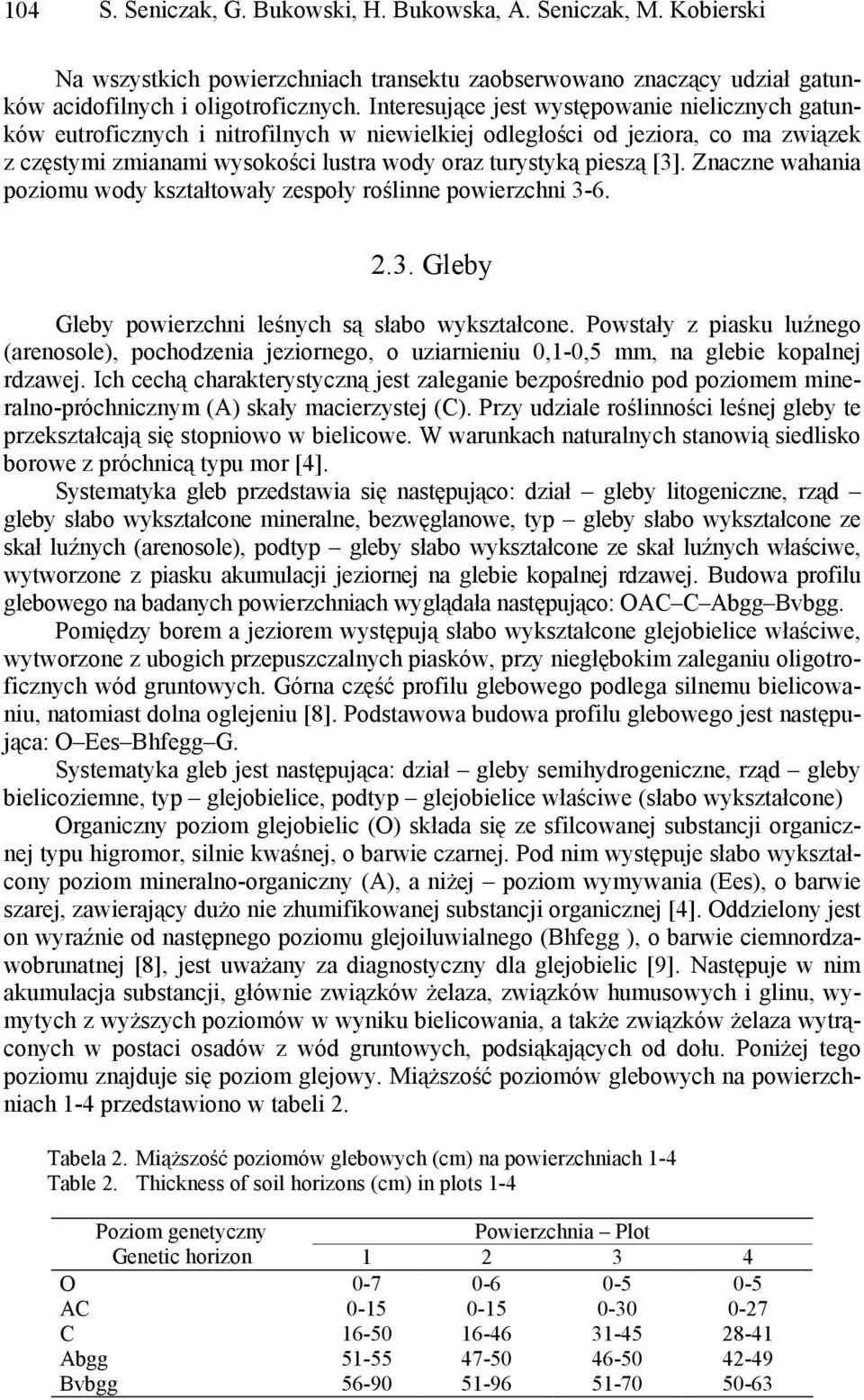 Znaczne wahania poziomu wody kształtowały zespoły roślinne powierzchni 3-6. 2.3. Gleby Gleby powierzchni leśnych są słabo wykształcone.