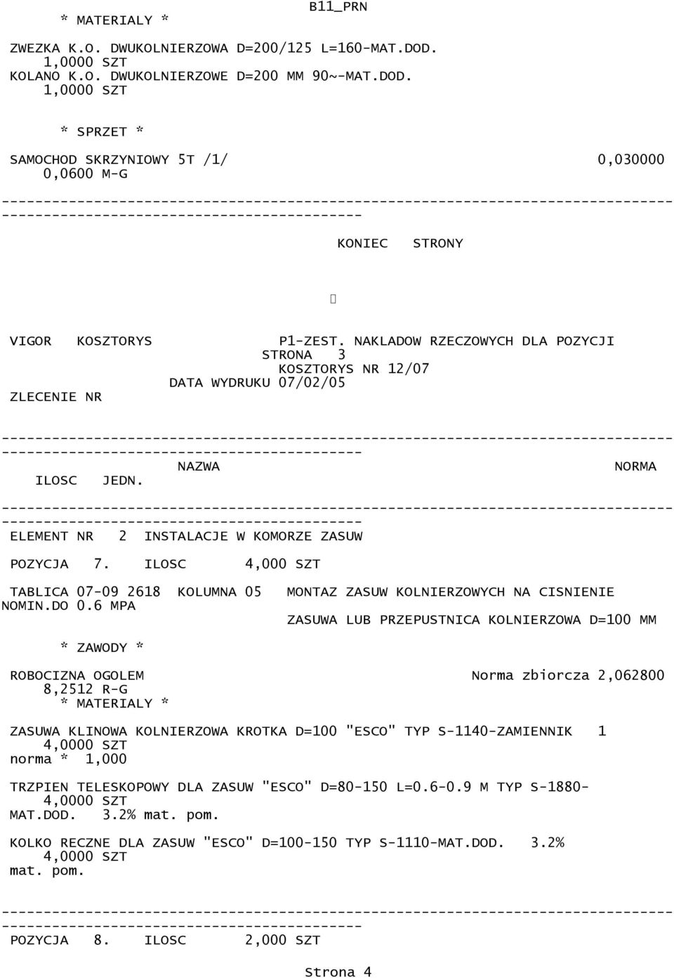 6 MPA ZASUWA LUB PRZEPUSTNICA KOLNIERZOWA D=100 MM ROBOCIZNA OGOLEM Norma zbiorcza 2,062800 8,2512 R-G ZASUWA KLINOWA KOLNIERZOWA KROTKA D=100 "ESCO" TYP S-1140-ZAMIENNIK 1 4,0000 SZT