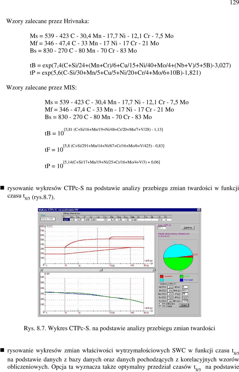 Mf 346-47,4 C - 33 Mn - 17 Ni - 17 Cr - 21 Mo Bs 830-270 C - 80 Mn - 70 Cr - 83 Mo [5,81 (C+Si/16+Mn/19+Ni/48+Cr/20+Mo/7+V/28) - 1,13] tb 10 [5,8 (C+Si/291+Mn/14+Ni/67+Cr/16+Mo/6+V/425) - 0,83] tf 10