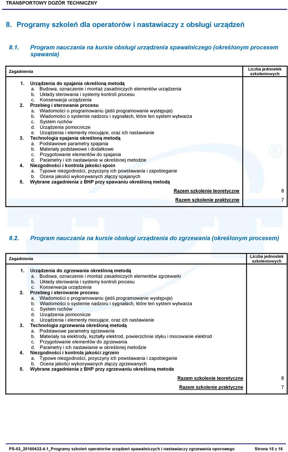 Przebieg i sterowanie procesu a. Wiadomości o programowaniu (jeśli programowanie występuje) b. Wiadomości o systemie nadzoru i sygnałach, które ten system wytwarza c. System ruchów d.