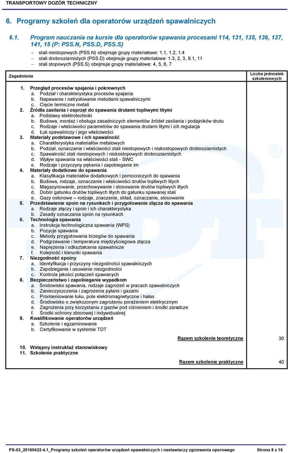 S) obejmuje grupy materiałowe: 4, 5, 6, 7 1. Przegląd procesów spajania i pokrewnych a. Podział i charakterystyka procesów spajania b. Napawanie i natryskiwanie metodami spawalniczymi c.