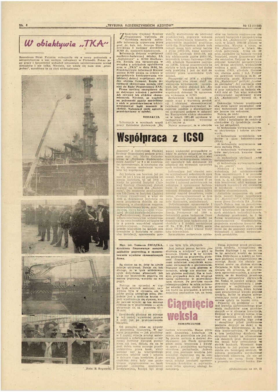 Instytutu C i ę ż k i e j Syntey Organicnej płynęła dyrektora sych afcładdto informacja sygnoa pre proff. dr. bab. inź. Jerego Wasileskiego I astępcy dyrektora I C S O ds. ukoo-badacych.
