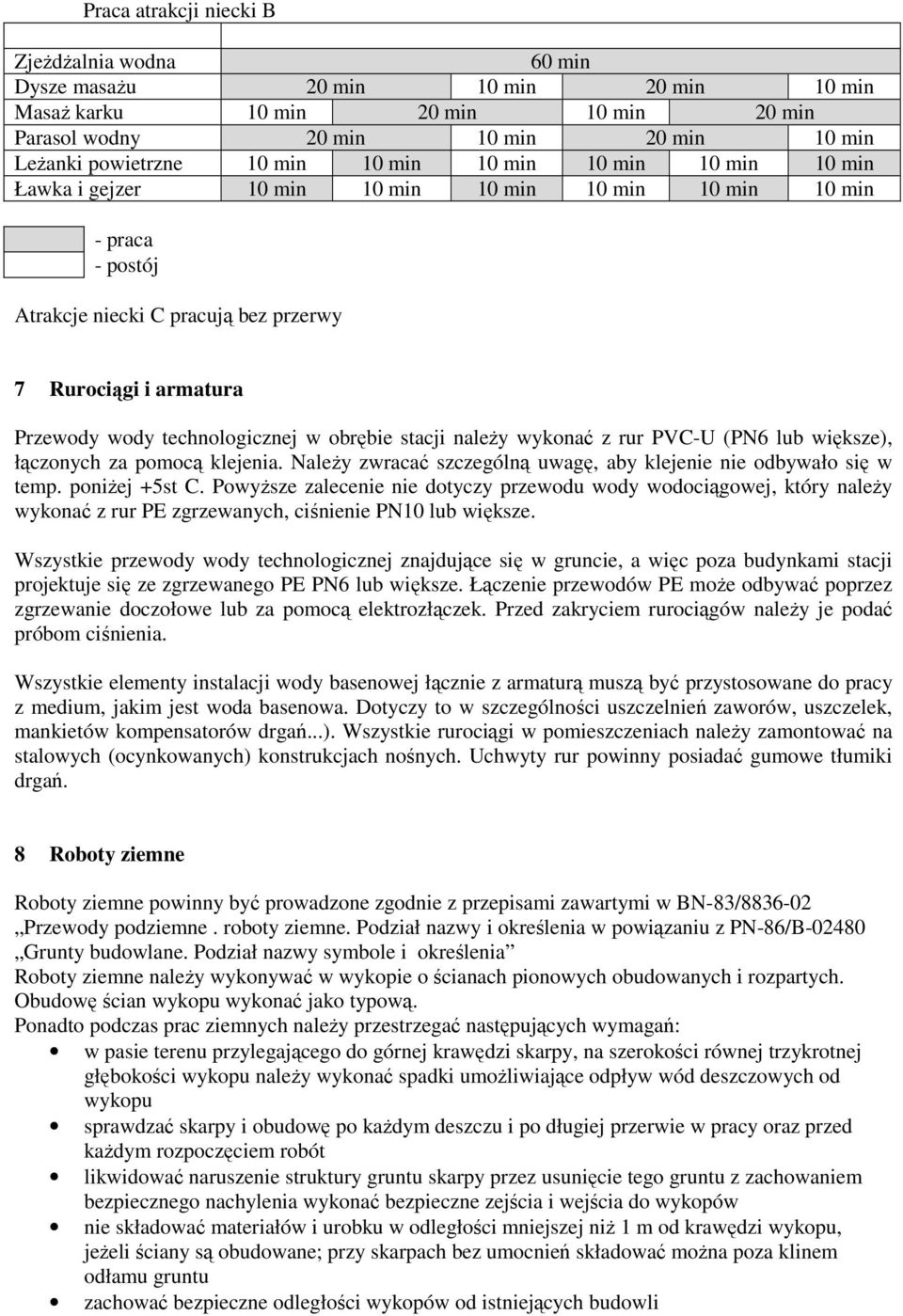 w obrębie stacji należy wykonać z rur PVC-U (PN6 lub większe), łączonych za pomocą klejenia. Należy zwracać szczególną uwagę, aby klejenie nie odbywało się w temp. poniżej +5st C.