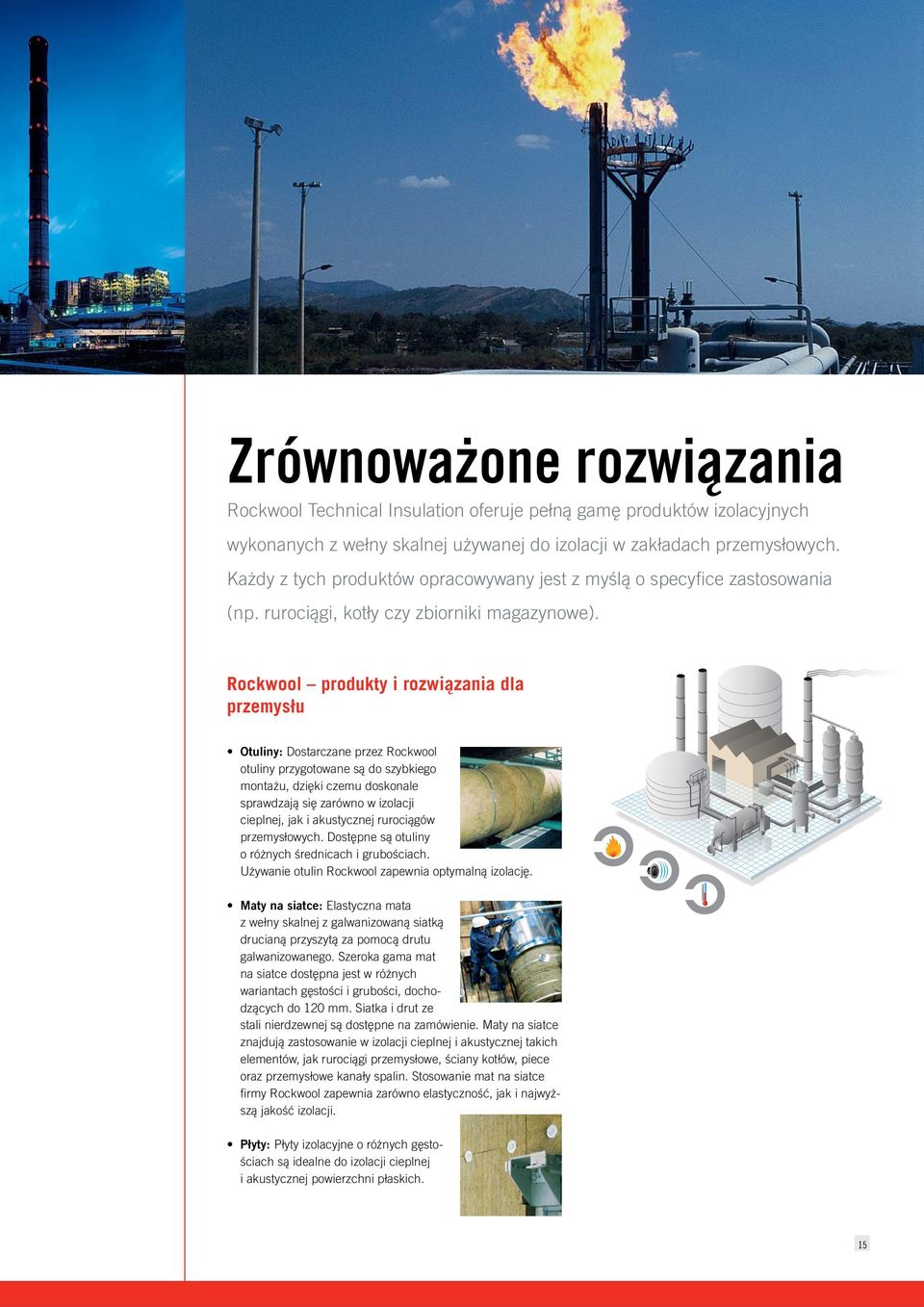 Rockwool produkty i rozwiązania dla przemysłu Otuliny: Dostarczane przez Rockwool otuliny przygotowane są do szybkiego montażu, dzięki czemu doskonale sprawdzają się zarówno w izolacji cieplnej, jak