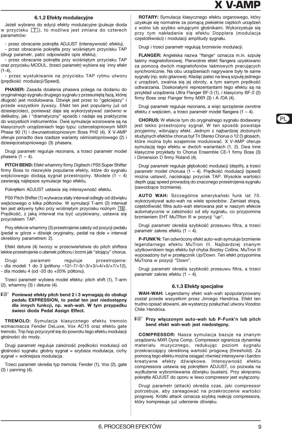 (trzeci parametr) wybiera iê inny efekt (1-4), - przez wytukiwanie na przyciku TAP rytmu utworu (prêdkoœæ modulacji/speed).