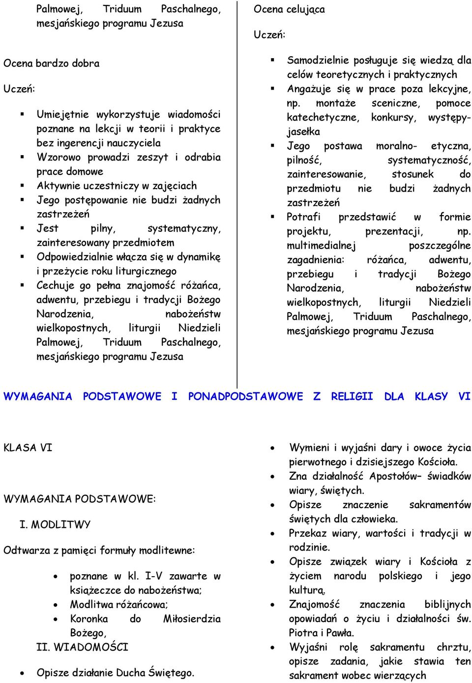 dynamikę i przeżycie roku liturgicznego Cechuje go pełna znajomość różańca, adwentu, przebiegu i tradycji Bożego Narodzenia, nabożeństw wielkopostnych, liturgii Niedzieli Palmowej, Triduum