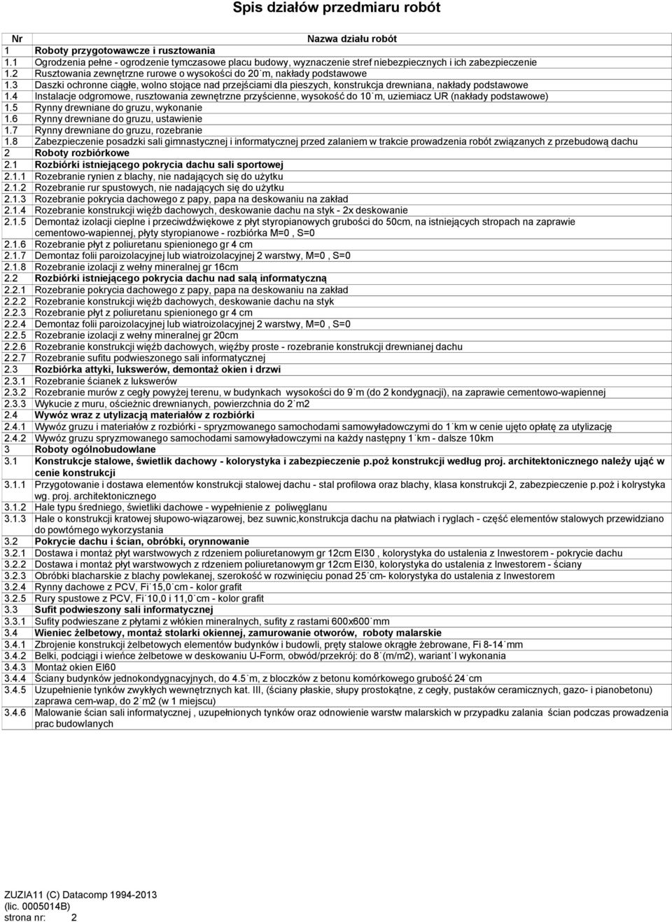 3 Daszki ochronne ciągłe, wolno stojące nad przejściami dla pieszych, konstrukcja drewniana, nakłady podstawowe 1.