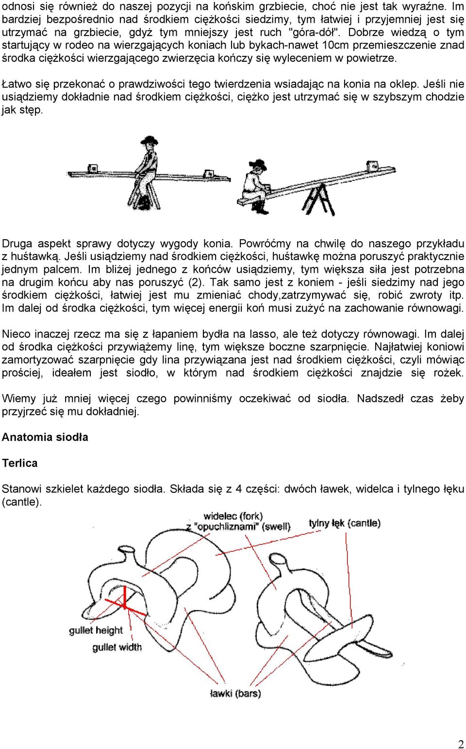 Dobrze wiedzą o tym startujący w rodeo na wierzgających koniach lub bykach-nawet 10cm przemieszczenie znad środka ciężkości wierzgającego zwierzęcia kończy się wyleceniem w powietrze.