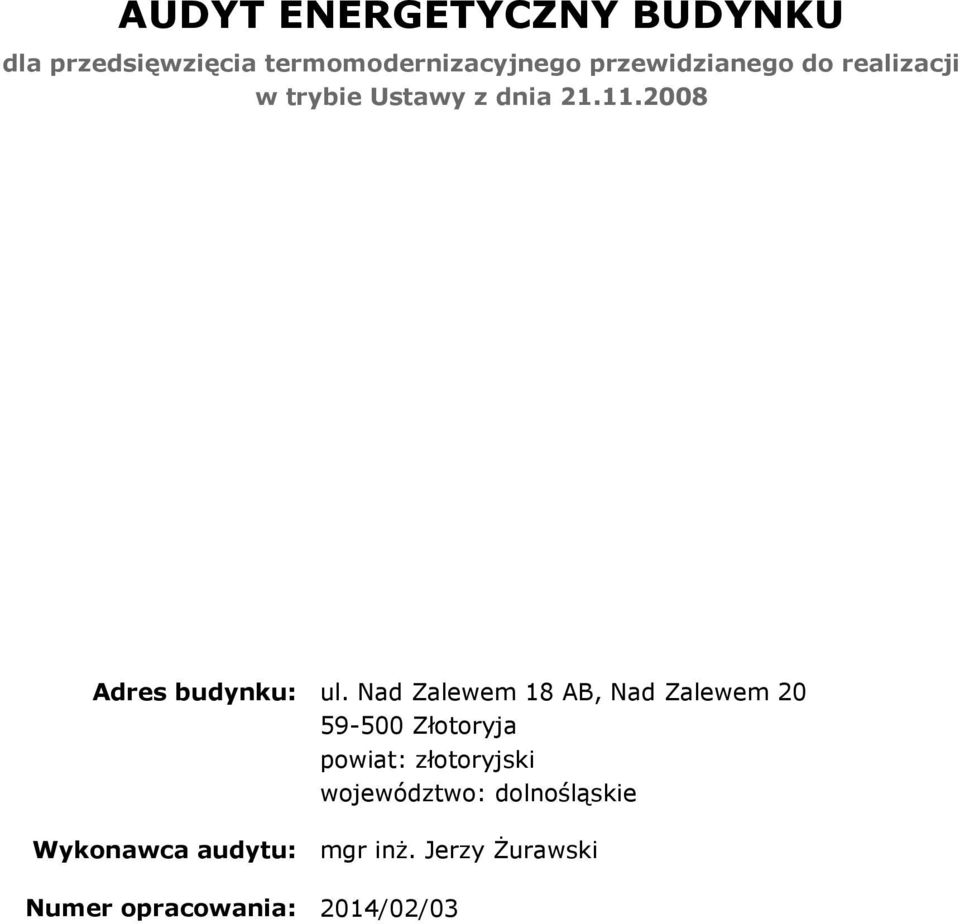 2008 Adres budynku: ul.