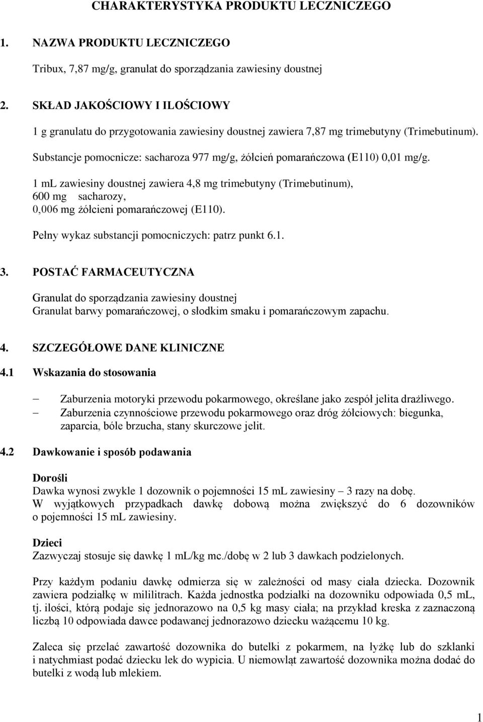 Substancje pomocnicze: sacharoza 977 mg/g, żółcień pomarańczowa (E110) 0,01 mg/g.